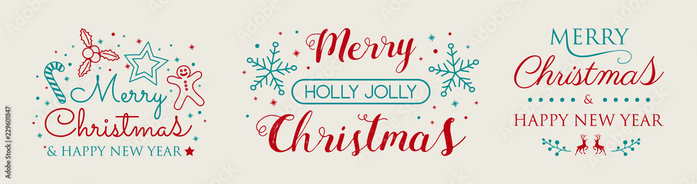 Set with Christmas ornaments and wishes. Vector. Set with Christmas ornaments and wishes. Vector.