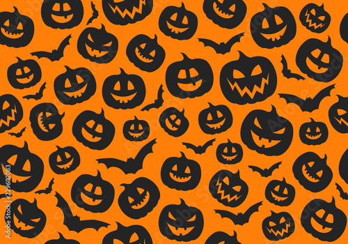 Design of Halloween texture with pumpkins. Vector.