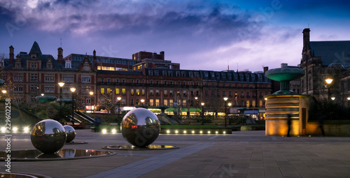 Sheffield City Centre, evening lights photo