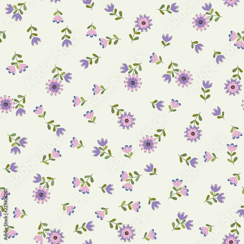 Amazing seamless floral pattern with bright colorful small flowers. Folk style millefleurs. Elegant template for fashion prints. 