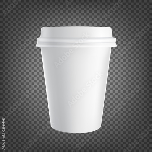 Paper coffee cup icon isolated on black transparent background. Vector illustration. Coffee drinking cup. Vector illustration.