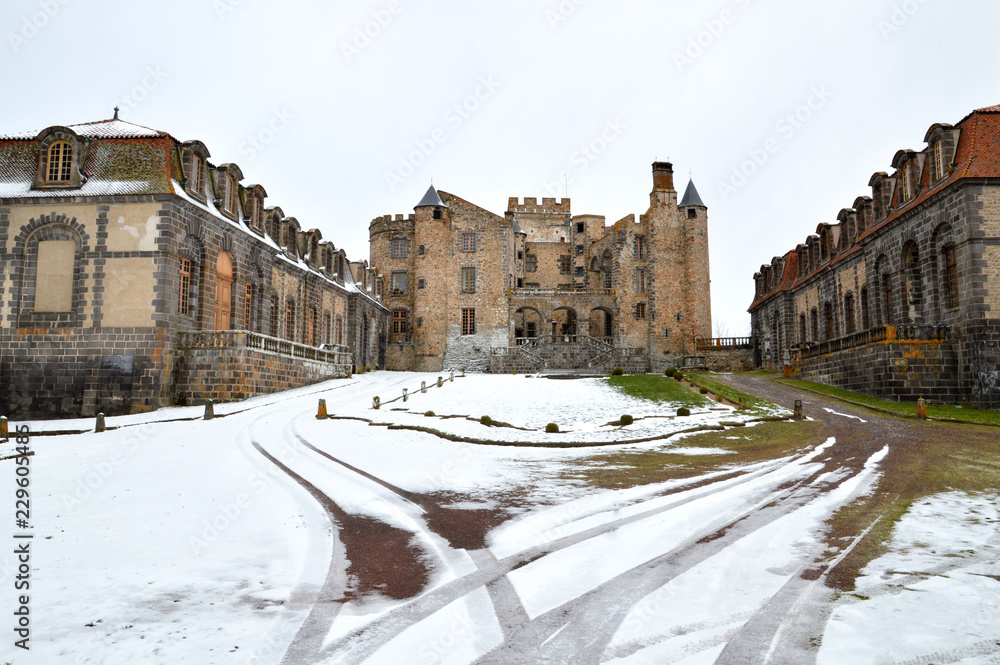 A beautiful medieval castle under the snow
