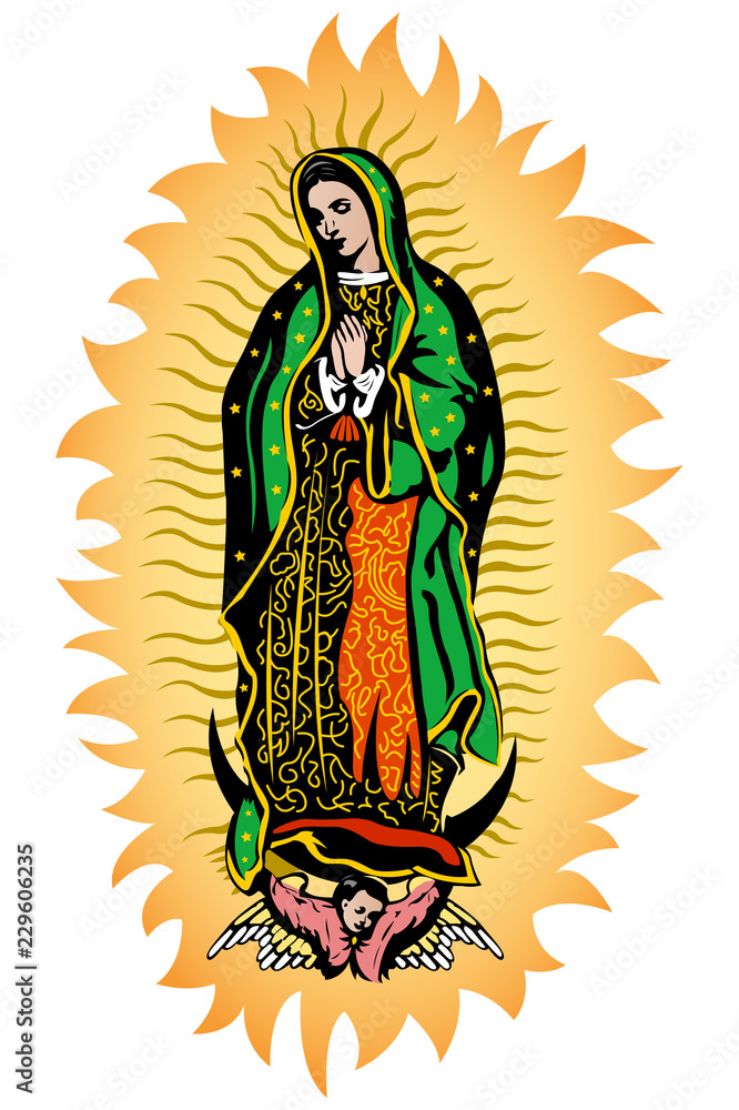 Virgin of Guadalupe, Mexican Virgen de Guadalupe color vector illustration