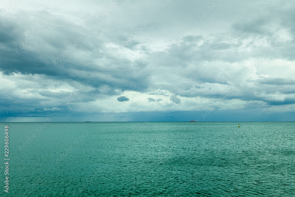 Idyllic shot of horizontal sea water and sky Idyllic shot of horizontal sea water and sky