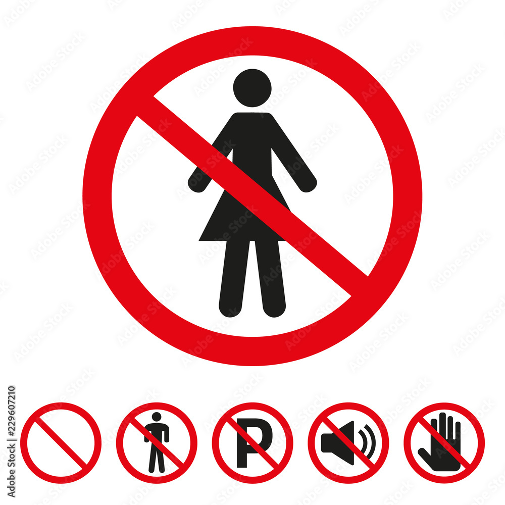 No woman sign on white background. No woman sign on white background.