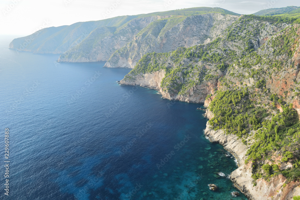 The rocky coastline of Zakynthos seen from above The rocky coastline of Zakynthos seen from above