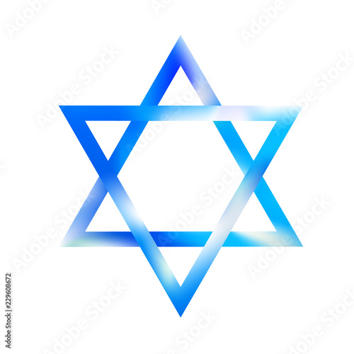 Sky color Sacred Star of David vector symbol. Shield of david. Magen illustration, icon