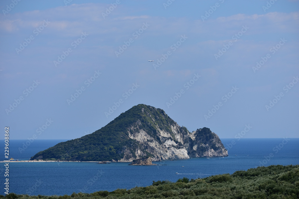 Marathonisi Island seen from a distance