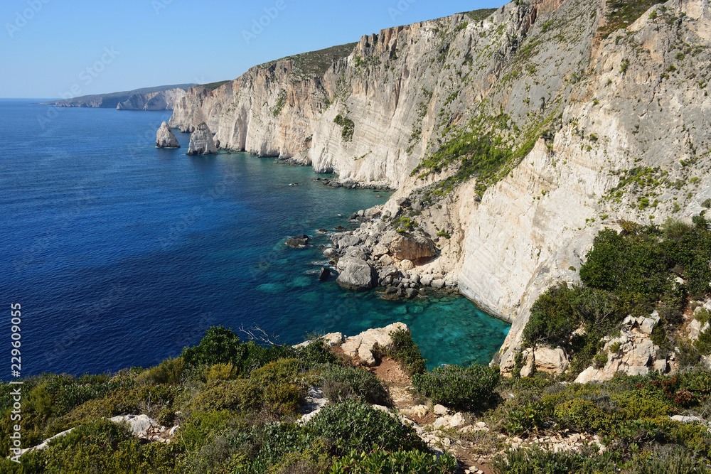 Zakynthos rocky coastline near Plakaki Cape Zakynthos rocky coastline near Plakaki Cape