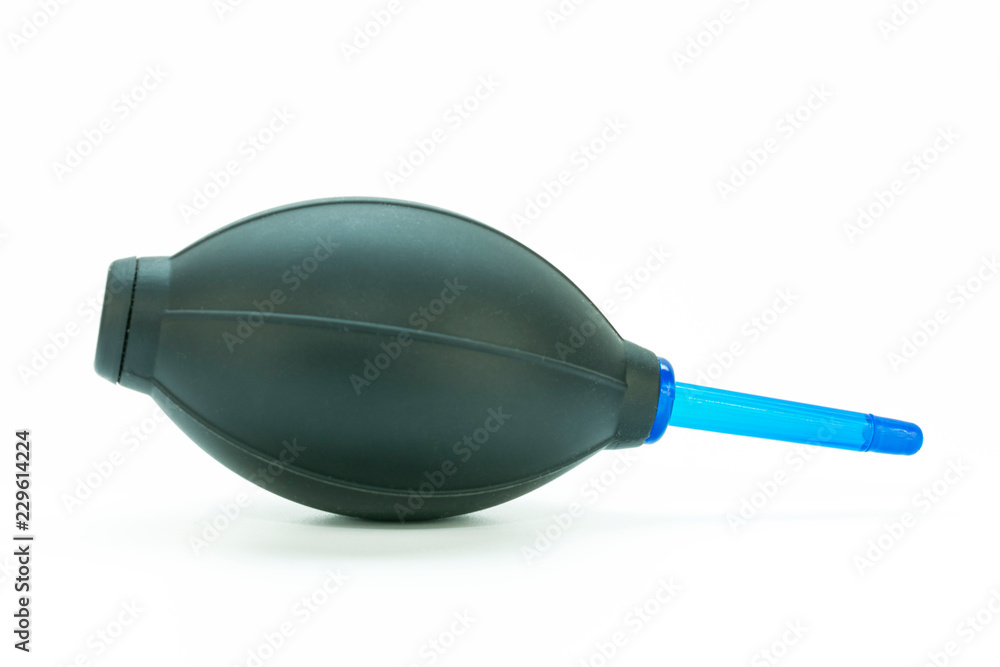 black rubber pear enema for dusting photographic equipment on a white background black rubber pear enema for dusting photographic equipment on a white background