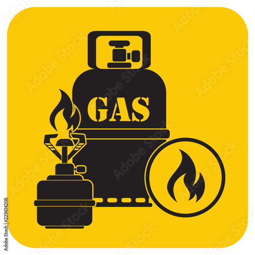 Camping stove with gas bottle icon