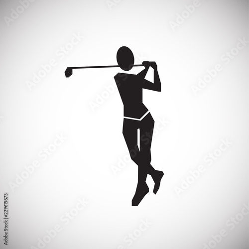Golf player on white background icon