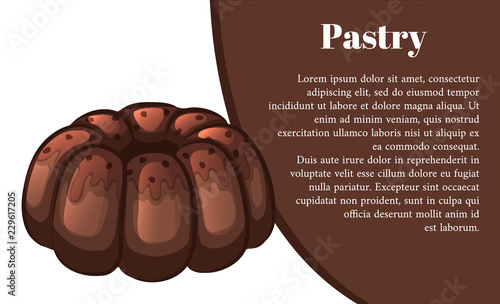 Chocolate cake. Pastry banner. Vector illustration.