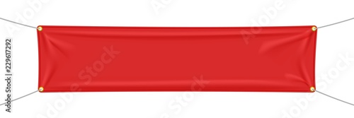 Red textile banner with folds