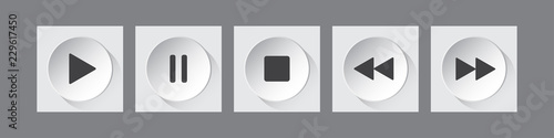 white, black round music control buttons set