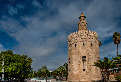 The Torre del Oro military watch tower in Seville, Spain