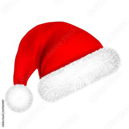 Christmas Santa Claus Hat With Fur. New Year. Winter Cap. Vector illustration. photo