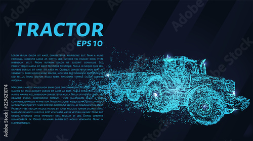 Tractor of blue glowing dots. The tractor-trailer.