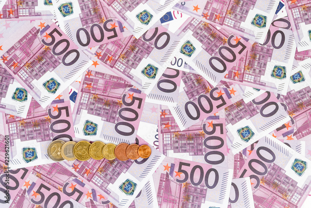 series of euro coins on paper money series of euro coins on paper money