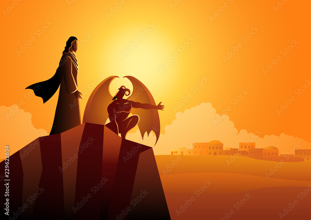 Satan Tempts Jesus In The Wilderness Stock Vector Adobe Stock satan-tempts-jesus-in-the-wilderness-stock-vector-adobe-stock