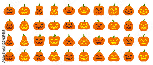 Jack O Lantern simple flat color icons vector set