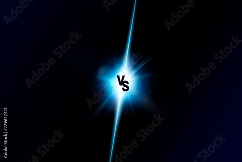 Blue neon versus logo vs letters for sports and fight competition. Battle vs match, game concept competitive vs. Vector illustration