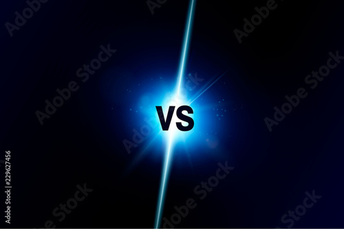 Blue neon versus logo vs letters for sports and fight competition. Battle vs match, game concept competitive vs. Vector illustration