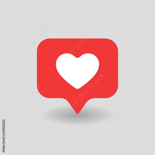 Counter Notification Red Heart UI Icon. Follower Insta Icon like. Instagram like, heart icon. Social media add +1 like. Vector illustration icon EPS 10.