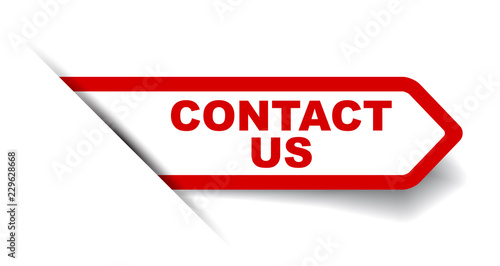 red vector banner contact us