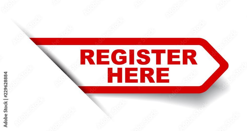 red vector banner register here red vector banner register here