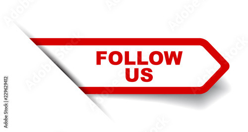 red vector banner follow us