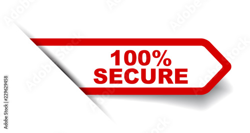 red vector banner 100% secure