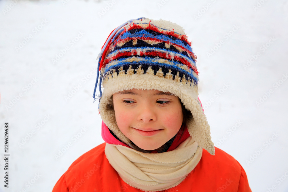 Portrait of beautiful little girl in the winter Portrait of beautiful little girl in the winter