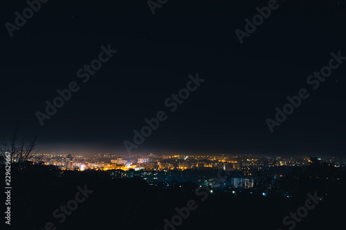 perfect view of a small night city with its city lights, a splendid view of the luminous night, Khmelnitsky Ukraine