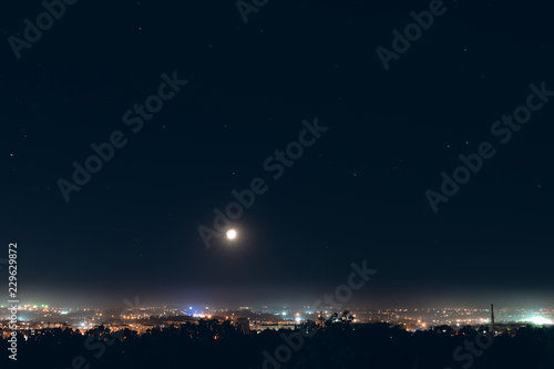 perfect view of a small night city with its city lights, a splendid view of the luminous night, Khmelnitsky Ukraine