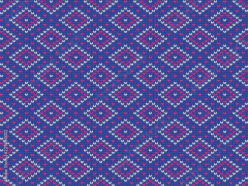 Knitted seamless pattern. Geometric vector background
