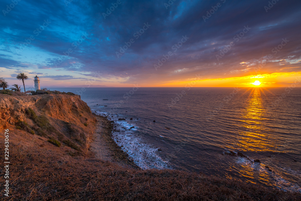 Beautiful Point Vicente Lighthouse at Sunset