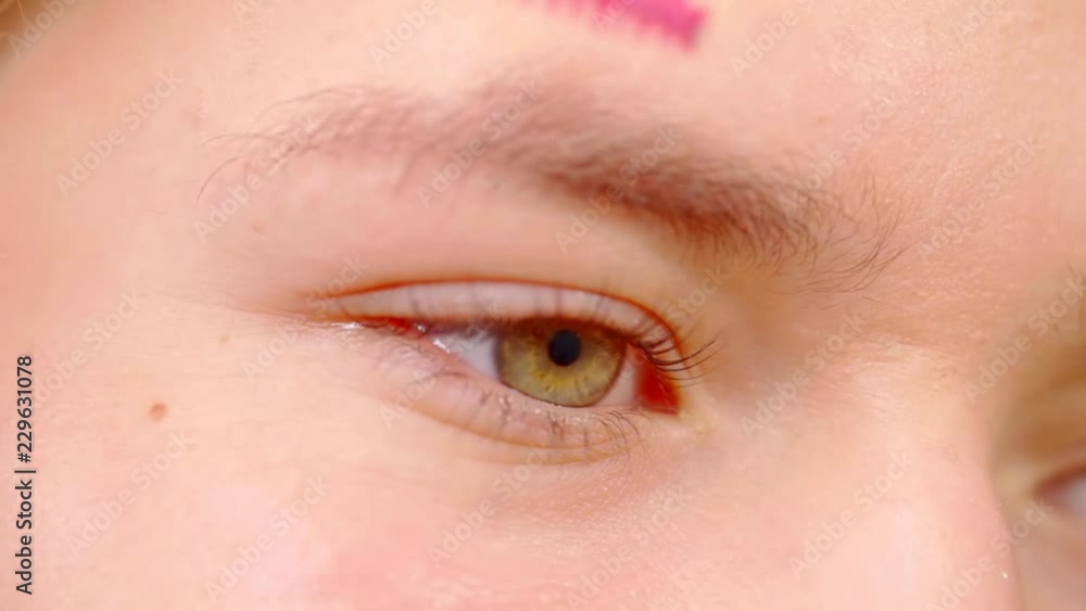 Close-up shot of a cosmetoligist brushing eyebrows. Close-up shot of a cosmetoligist brushing eyebrows.
