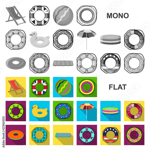 Multicolored swimming circle flat icons in set collection for design. Different lifebuoys vector symbol stock web illustration.