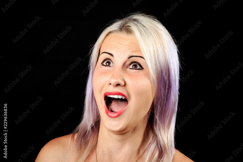 scared female face expression, screaming girl scared female face expression, screaming girl