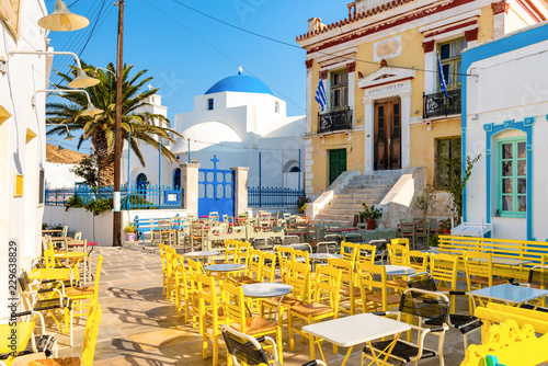Magical main square of Chora in Serifos. Cyclades, Greece