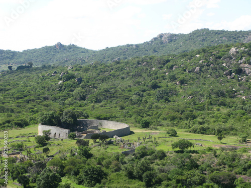 Overview of the Great Enclosure at the UNESCO World Heritage Site of Great Zimbabwe, an ancient city near Masvingo, Zimbabwe, and the capital of the Kingdom of Zimbabwe during the Late Iron Age. 