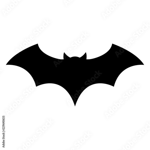 Simple, flat, black silhouette illustration of a bat. Isolated on white  Stock Vector | Adobe Stock