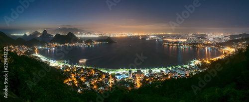 Panoramic Night View of Niteroi and Rio de Janeiro From the City Park © Donatas Dabravolskas