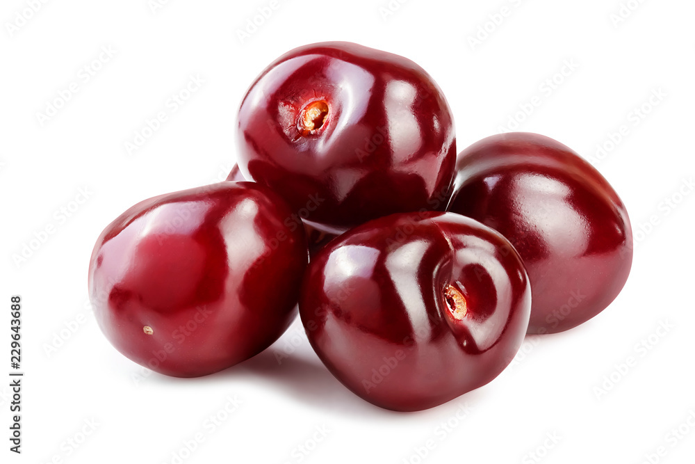 Sweet red cherries isolated on white background macro Sweet red cherries isolated on white background macro