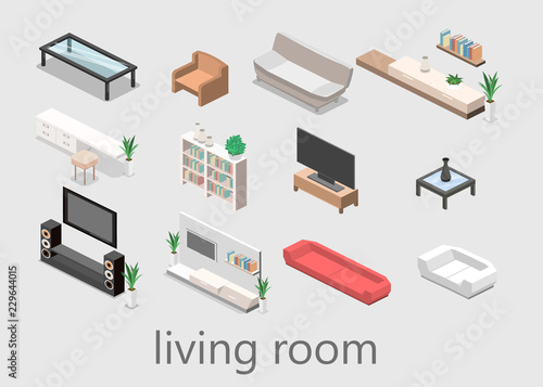 flat 3D isolated concept vector cutaway interior