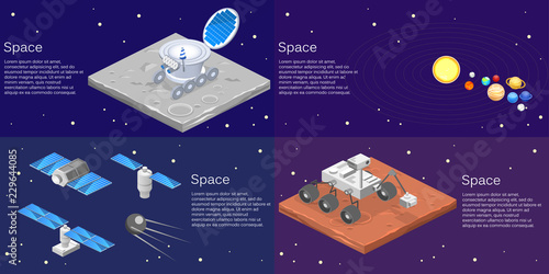 Isometric flat 3D isolated concept vector of a lunar rover photo