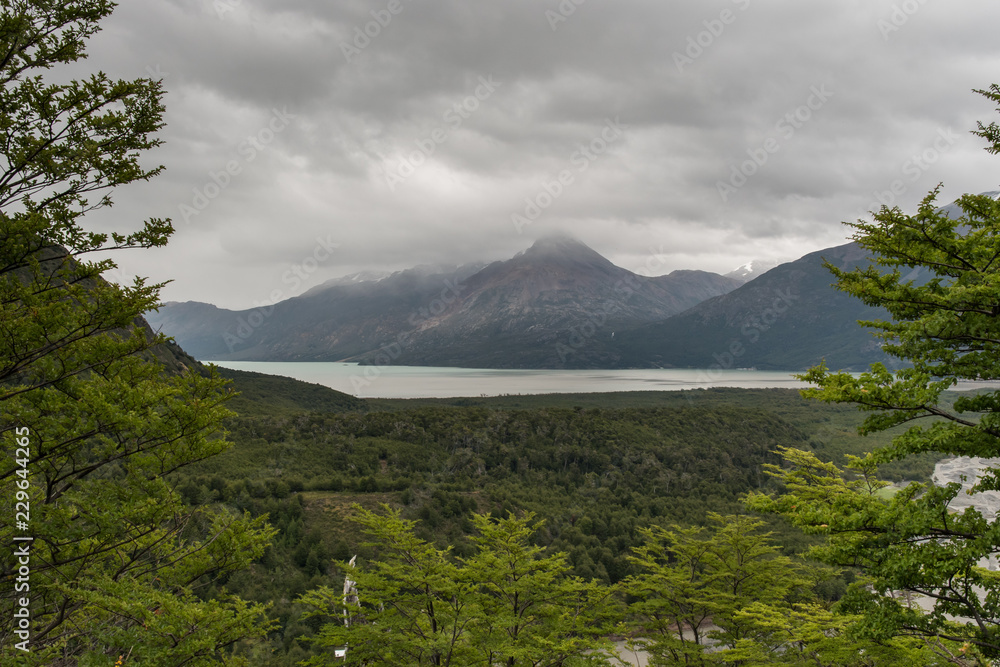 Lago San Martín connecting Chile and Argentina at the and of Carreterra Austral