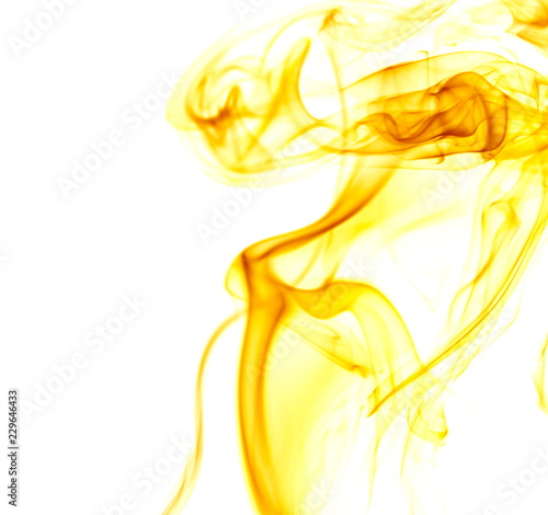 Yellow smoke on white background