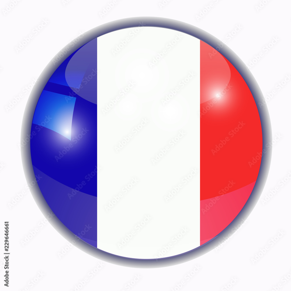 Button with flag of France. Button with flag of France.
